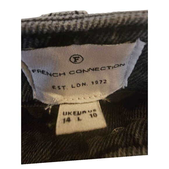 French Connection Zip-Up Black Denim Mini Skirt W/Side Zipper & Pockets Size 10 - Picture 10 of 10